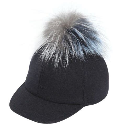 fendi wool felt baseball hat with fur pom pom|Hats & Gloves for Man .